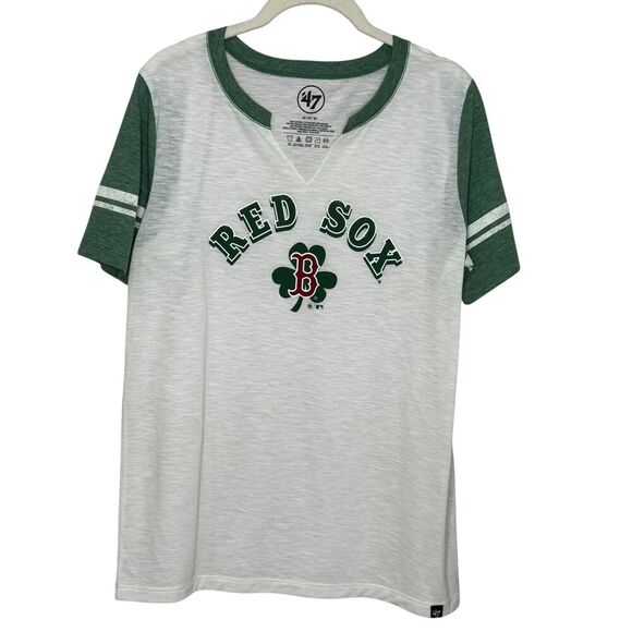 Boston Red Sox Shirt Womens Medium MLB Baseball Shamrock Tee 47 Brand - Picture 1 of 5